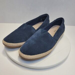 Clarks Collection Danelly Sky Espadrille Slip-Ons Navy Blue Suede US 9.5 M